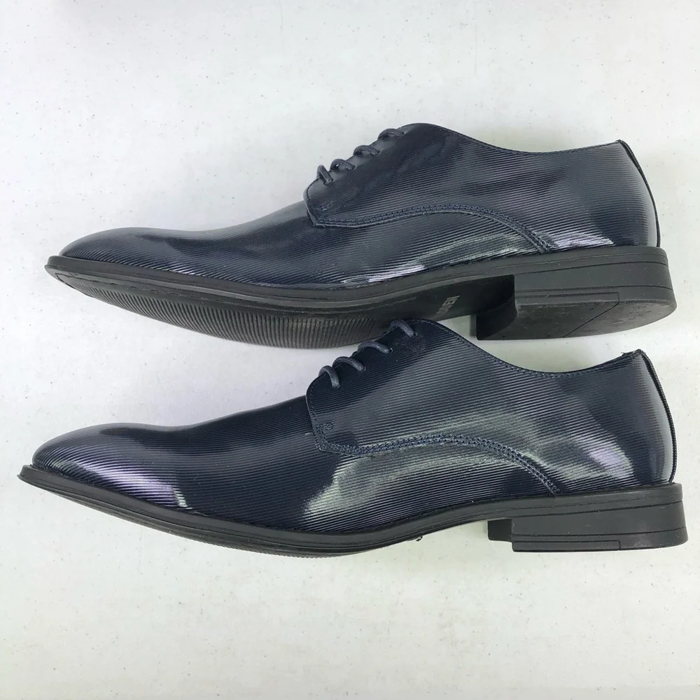 STEVE Madden Crakke Navy Patent Leather Shoes